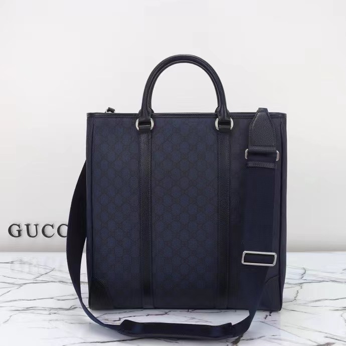 Gucci GG Unisex Ophidia Medium Tote Bag Blue Black GG Supreme Tender Canvas