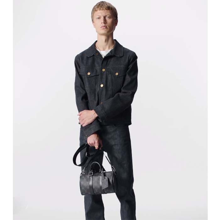 Louis Vuitton LV Unisex Keepall Bandoulière 25 Monogram Eclipse Reverse Coated Canvas