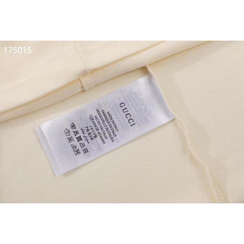 Gucci GG Men Cotton T-Shirt White Cotton Jersey Crewneck Oversize