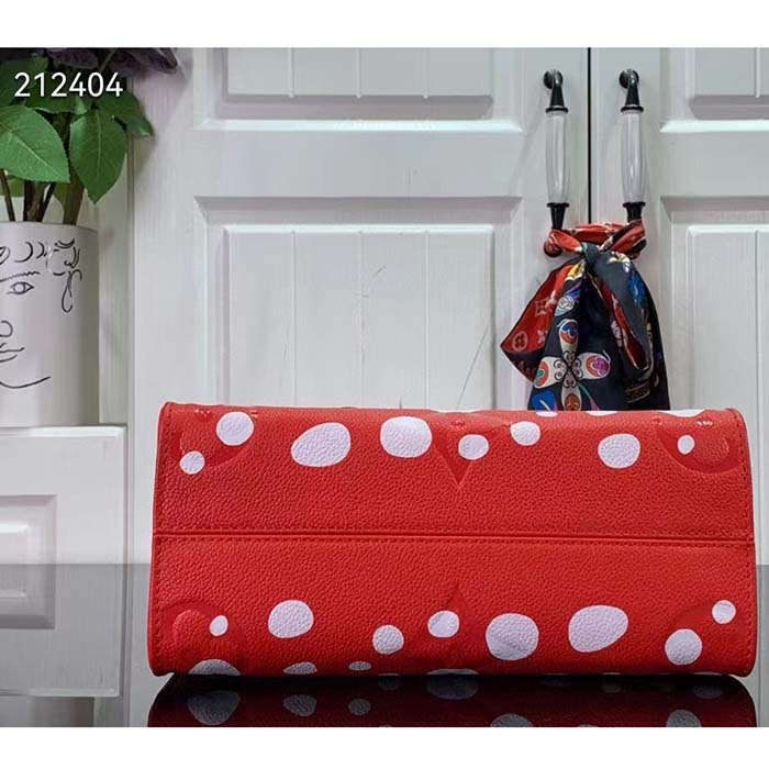 Louis Vuitton LV Women LV x YK OnTheGo PM​ Red White Embossed Grained Monogram Empreinte Cowhide