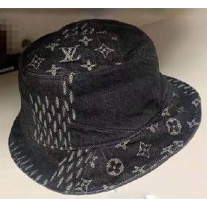 Louis Vuitton Unisex LV Monogram Jacquard Denim Bucket Hat Black Cotton