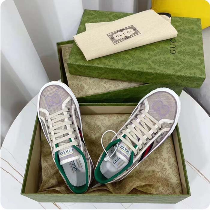 Louis Vuitton LV Unisex Tennis 1977 Jumbo GG Sneaker Beige Lilac Jumbo GG Canvas