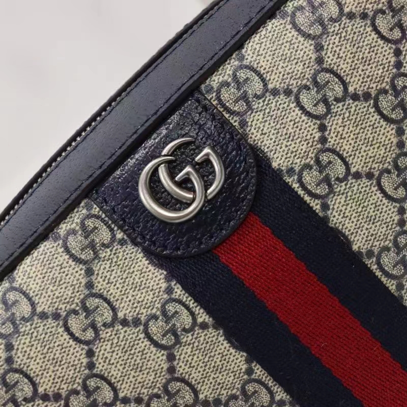 Gucci Unisex Ophidia GG Shoulder Bag Beige Blue Supreme Canvas