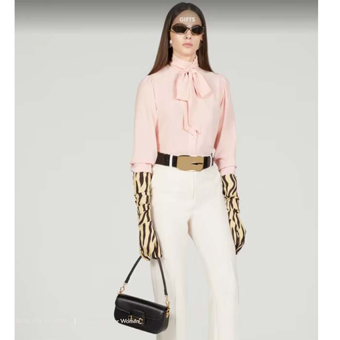 Gucci Women Dionysus Small Shoulder Bag Black Leather GG Supreme Canvas