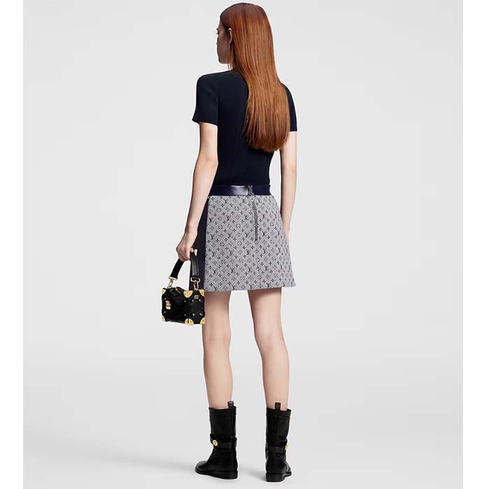 Louis Vuitton Women LV Ribbed Knit Top Wool Cashmere Dark Blue 1AFFRR