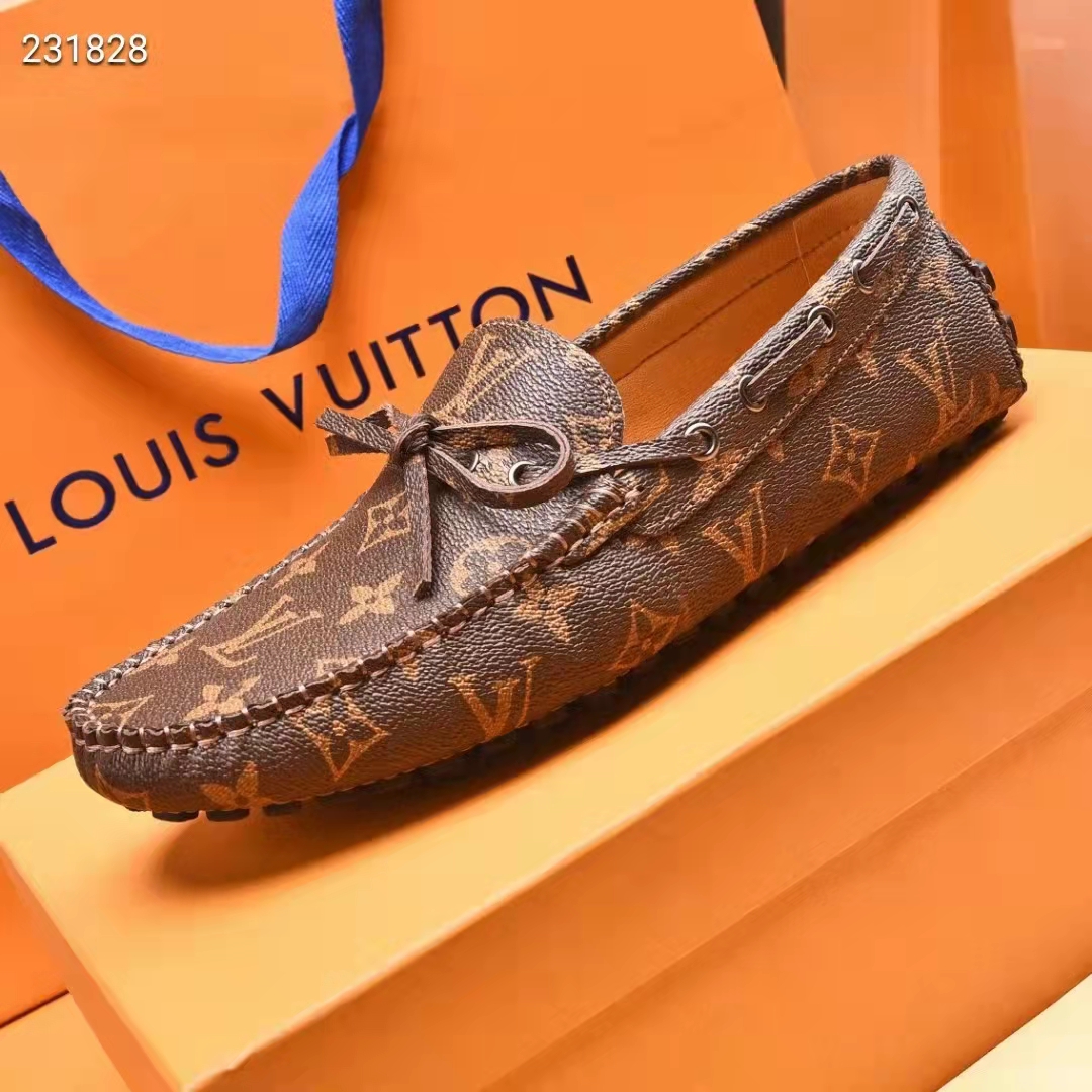 Louis Vuitton LV Men Arizona Mocassin Brown Monogram Canvas Tubular Construction