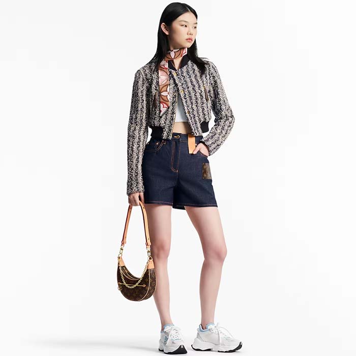 Louis Vuitton LV Unisex Run 55 Sneaker Denim Blue Mix Materials Lifted Rubber Outsole