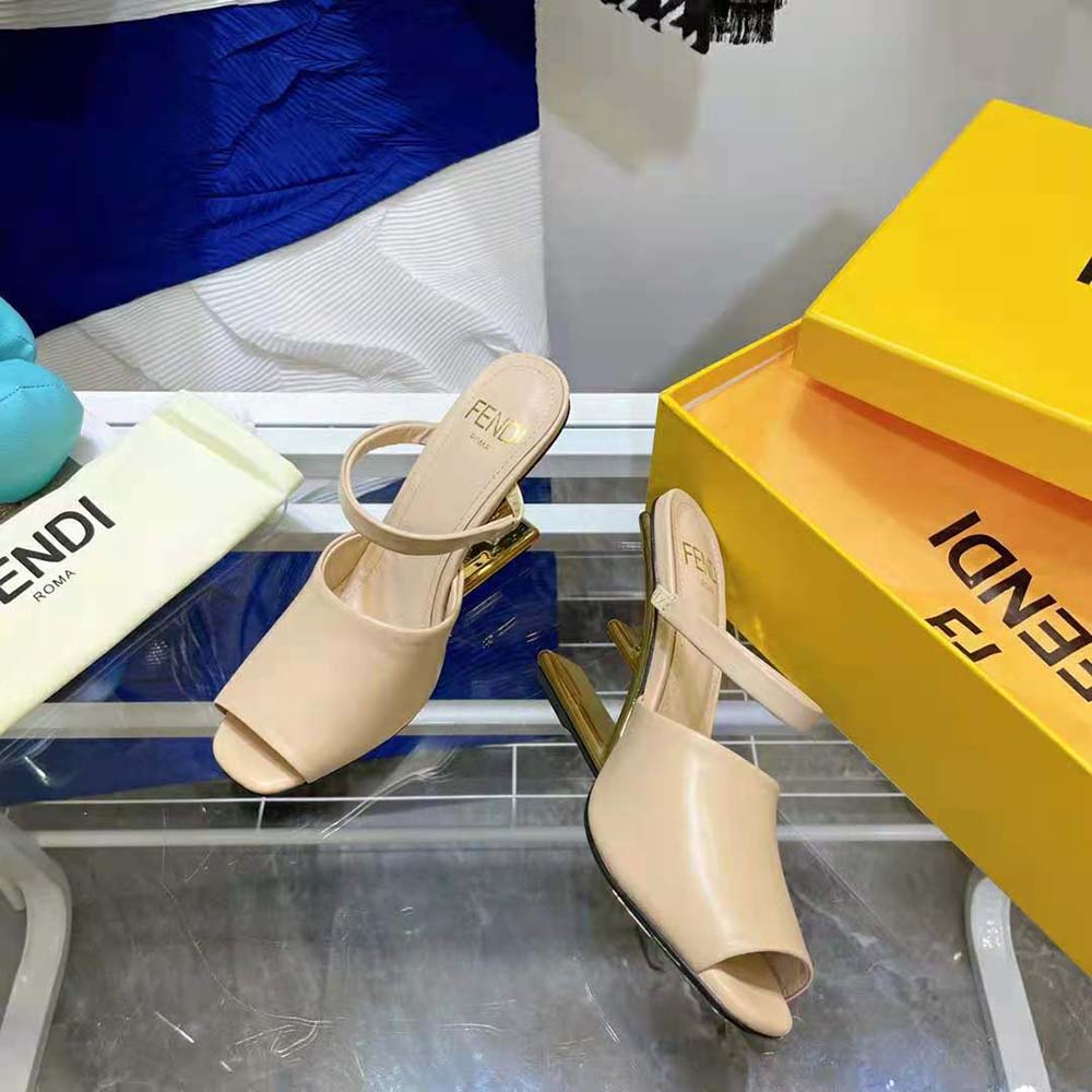 Fendi Women First Pink Leather High-Heeled Sandals