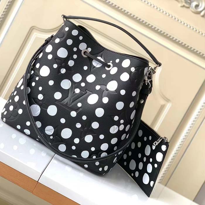 Louis Vuitton Women LVxYK NeoNoé MM Black White Embossed Grained Monogram Empreinte Cowhide