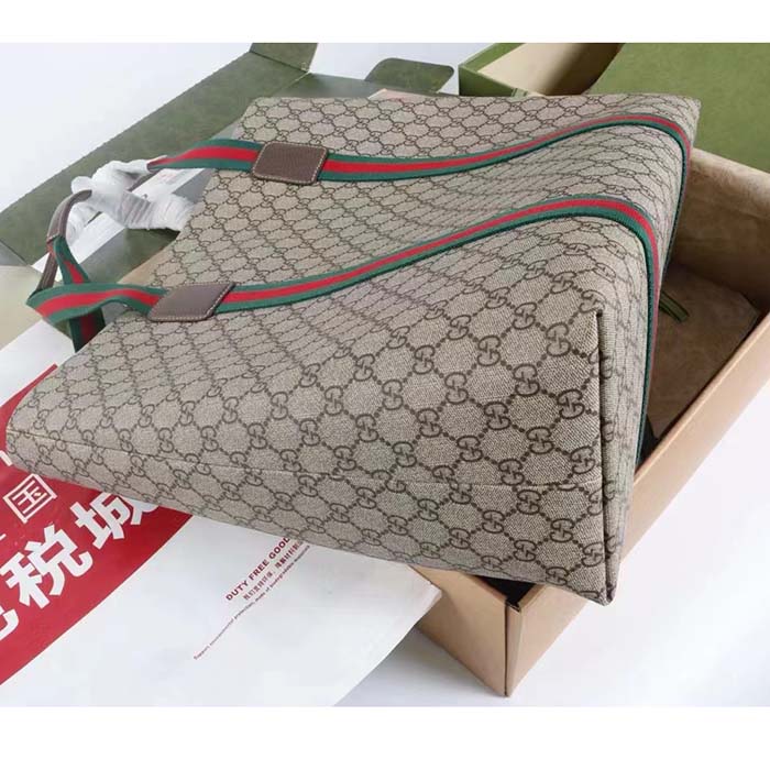 Gucci Unisex GG Tender Medium Tote Bag Beige Ebony GG Supreme Tender Canvas