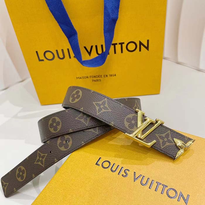 Louis Vuitton Unisex LV Pretty LV 30 MM Reversible Belt Monogram Canvas Recto Side