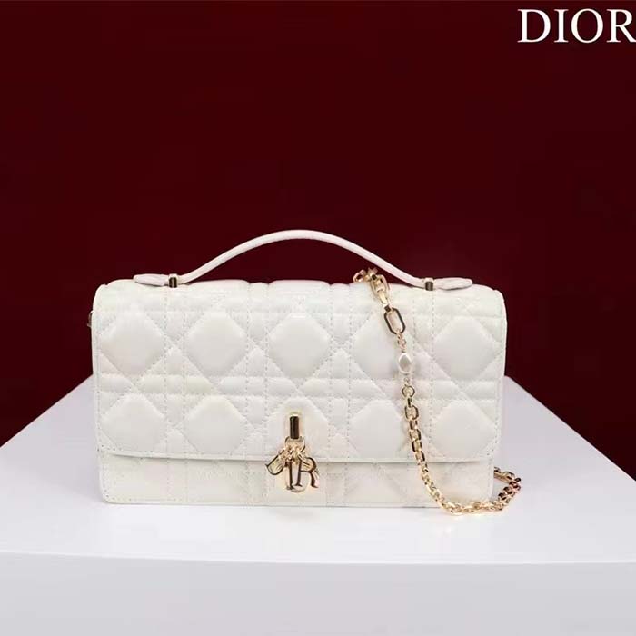 Dior Women CD Miss Dior Mini Bag Latte Cannage Lambskin