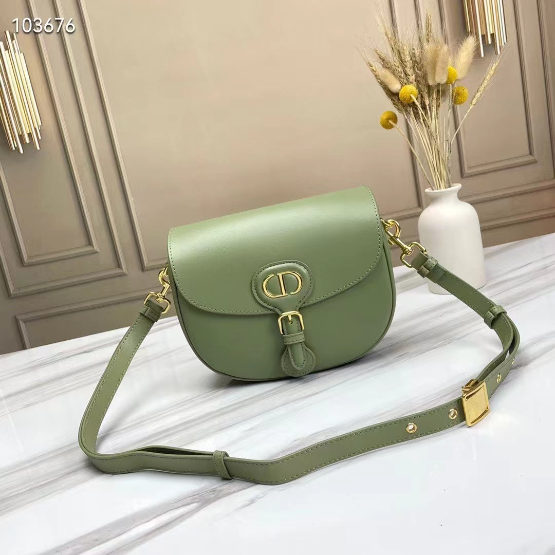 Dior Women Medium Dior Bobby Bag Cedar Green Box Calfskin Flap Closure