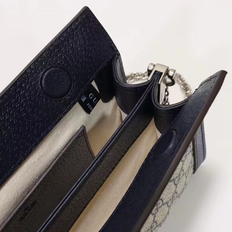 Gucci Women Ophidia GG Small Shoulder Bag Beige Blue GG Supreme Canvas