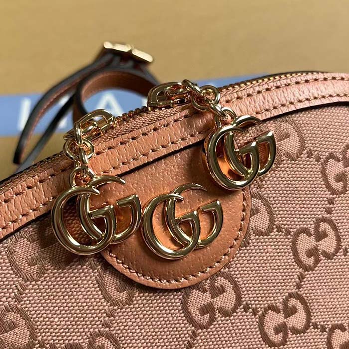 Gucci Women Ophidia GG Small Shoulder Bag Pink Canvas Leather Double G