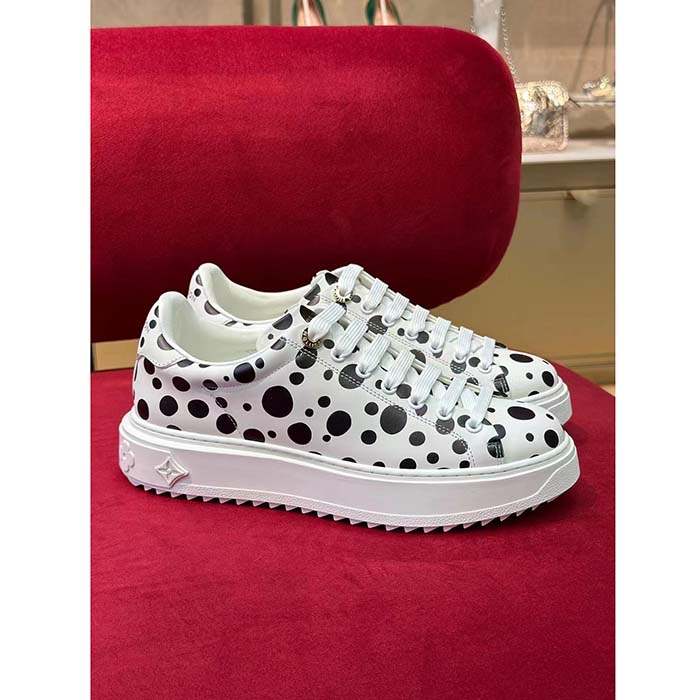 Louis Vuitton Women LV x YK Time Out Sneaker White Printed Calf Leather Monogram Flowers