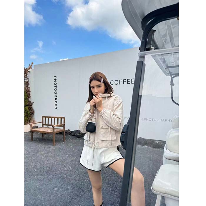 Gucci Women Jumbo GG Canvas Puffer Jacket Cotton Lined High Neck