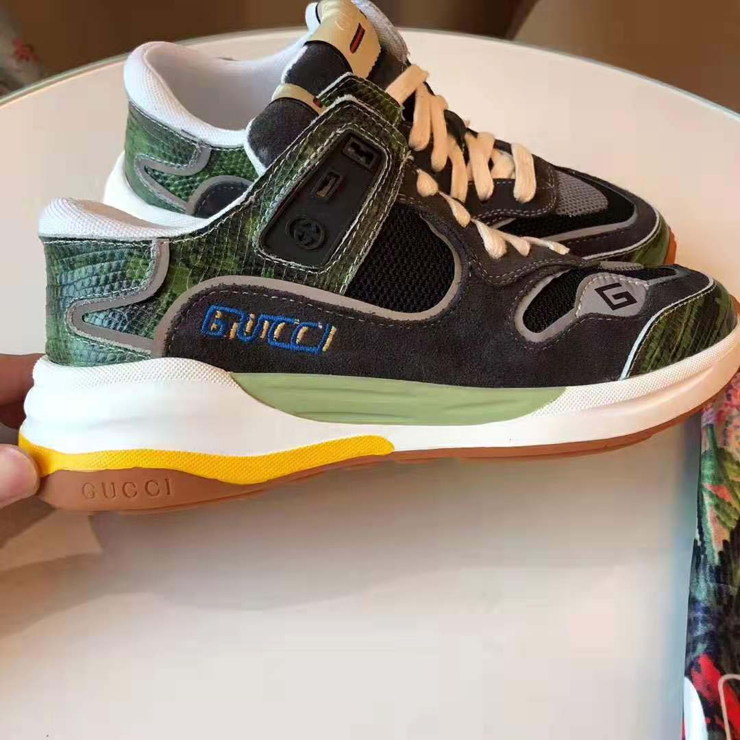 Gucci Men’s Ultrapace Sneaker in Embroidered G Detail 3 cm Heel-Green