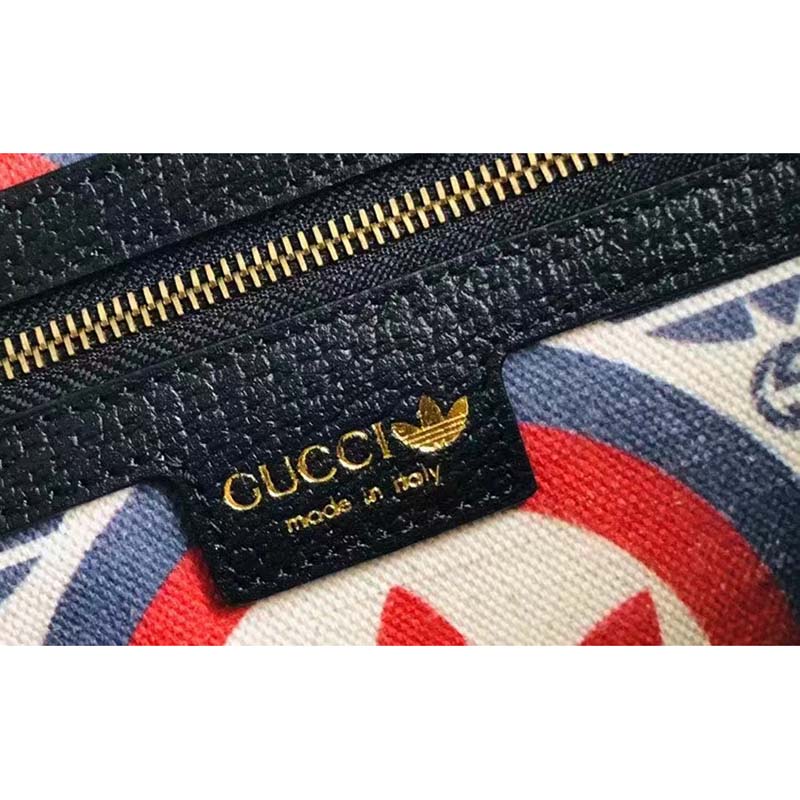 Gucci Unisex GG Adidas x Gucci Small Shoulder Bag Black Leather Green Red Web