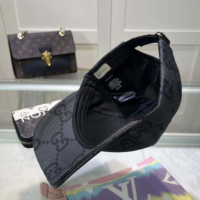 Gucci Unisex GG Ripstop Baseball Hat Dark Grey Black Cotton