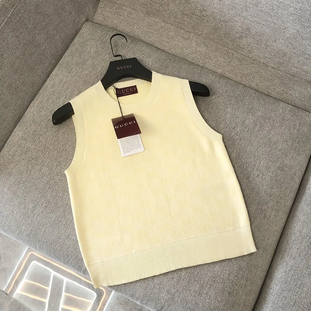 Gucci Women Fine GG Cotton Sleeveless Top-Yellow 821143XKEPI