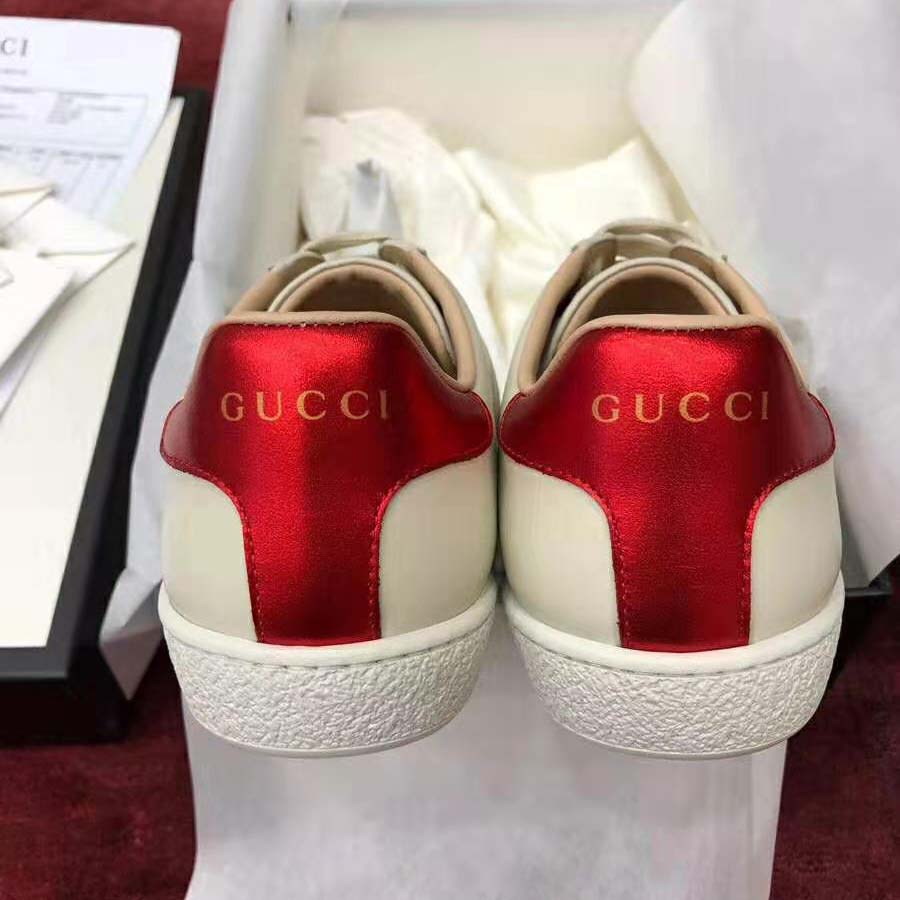 Gucci Unisex Ace Sneaker with Gucci Stripe in White Leather Rubber Sole