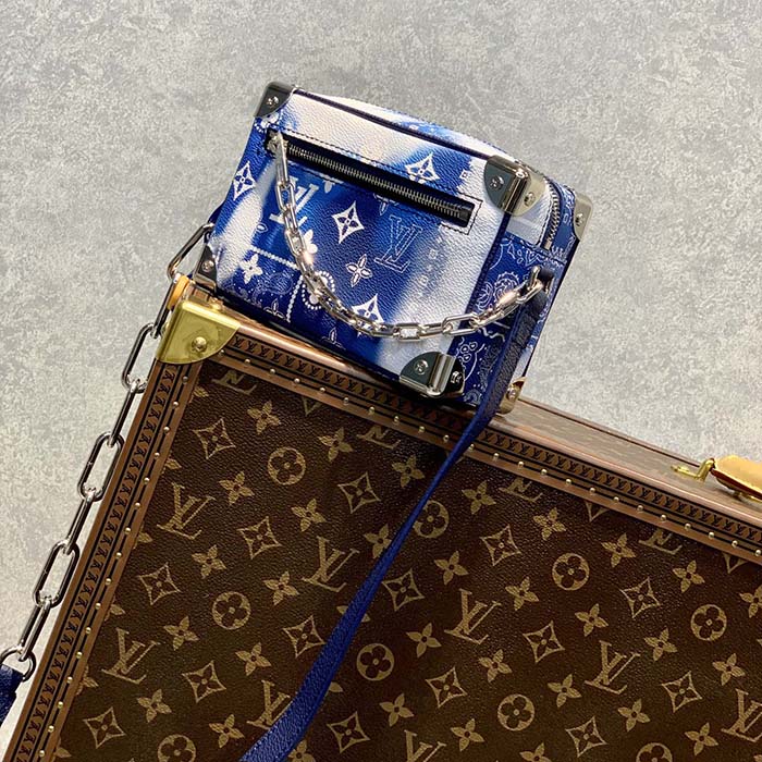Louis Vuitton LV Unisex Mini Soft Trunk Bag Blue Monogram Bandana Leather