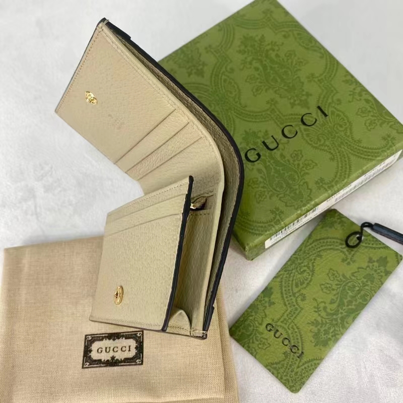 Gucci Unisex Ophidia Card Case Wallet Beige White GG Supreme Canvas