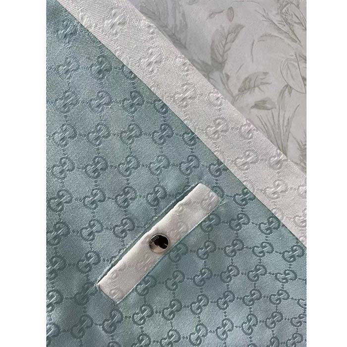 Gucci Women Reversible GG Canvas Dress Pale Blue Unlined Crewneck Sleeveless Two Front Pockets