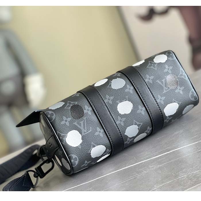 Louis Vuitton LV Unisex LV x YK Bandoulière Keepall 25 Black Silver Monogram Eclipse Coated Canvas