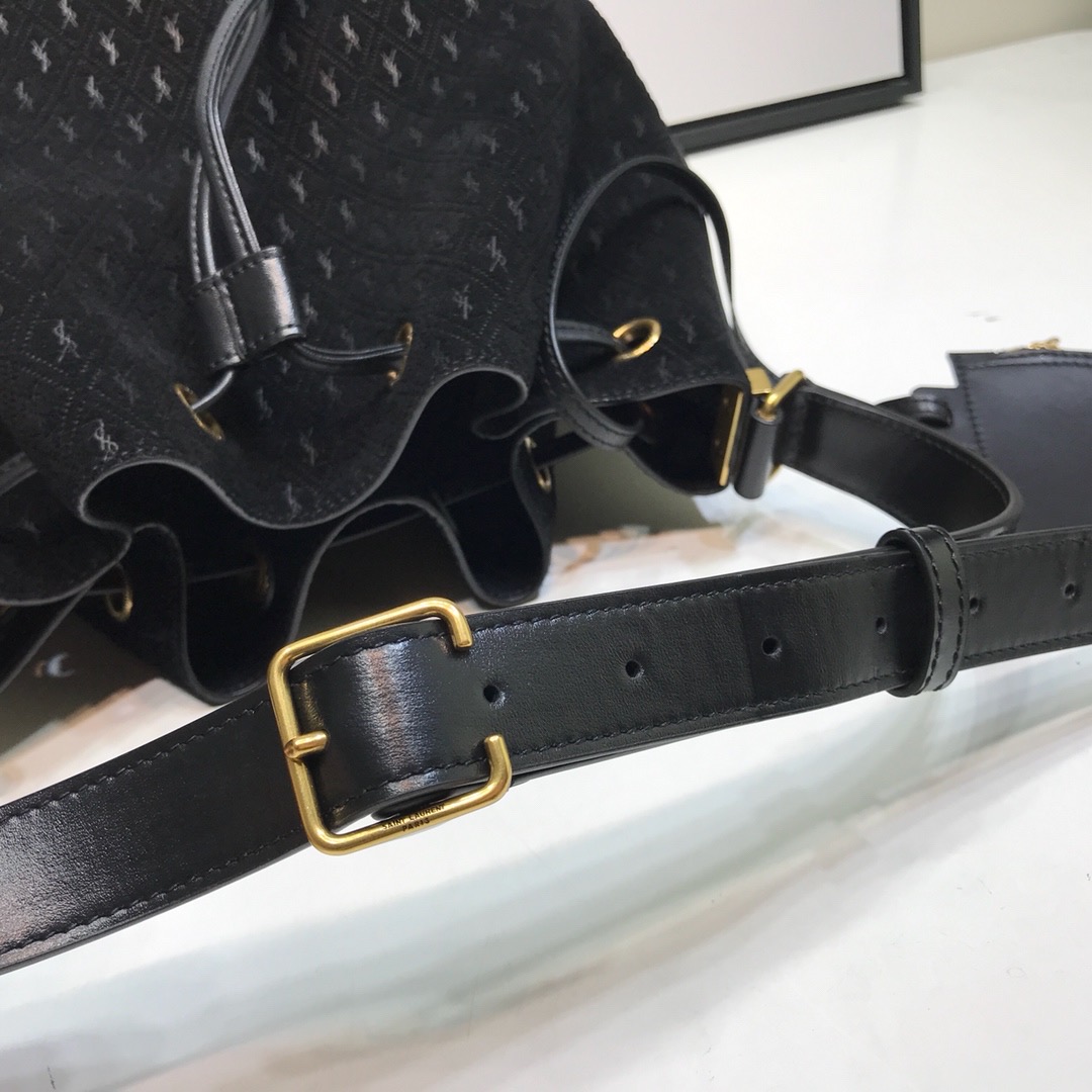 Saint Laurent All-Over Monogram Bucket Bag Black For Women 0425020815