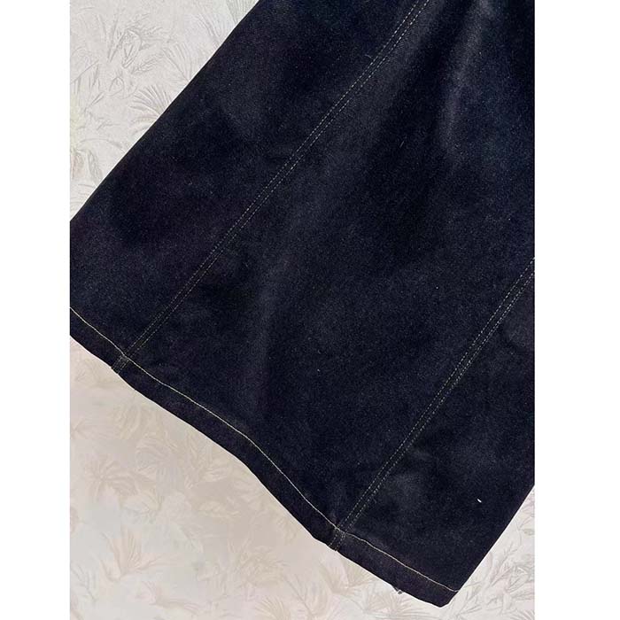 Louis Vuitton Women LV Eyelet Belt Denim Dress Dark Blue 1AFGA5