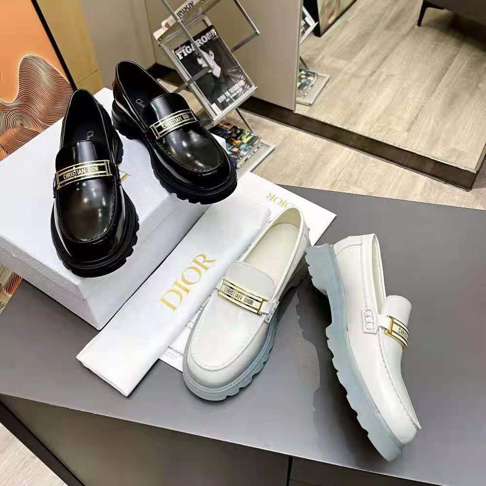 Dior Women Code Loafer White Brushed Calfskin