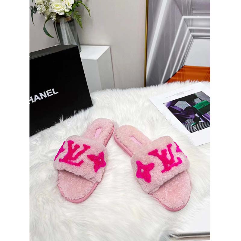 Louis Vuitton LV Women Magnetic Flat Mule Rose Clair Pink Shearling Leather
