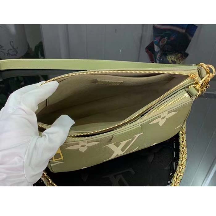 Louis Vuitton Women Multi Pochette Accessoires Light Khaki Cream Monogram Empreinte Embossed Grained Cowhide Leather