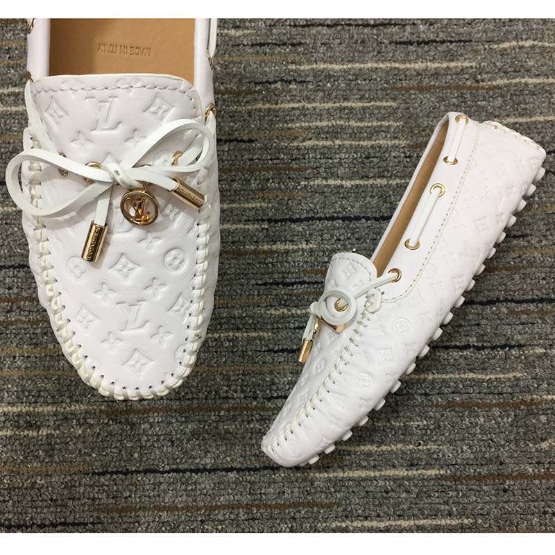 Louis Vuitton Unisex LV Arizona Moccasin White Monogram Canvas Tubular Construction