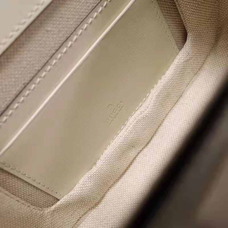 Gucci Women Bamboo 1947 Mini Top Handle Bag White Leather Bamboo Hardware