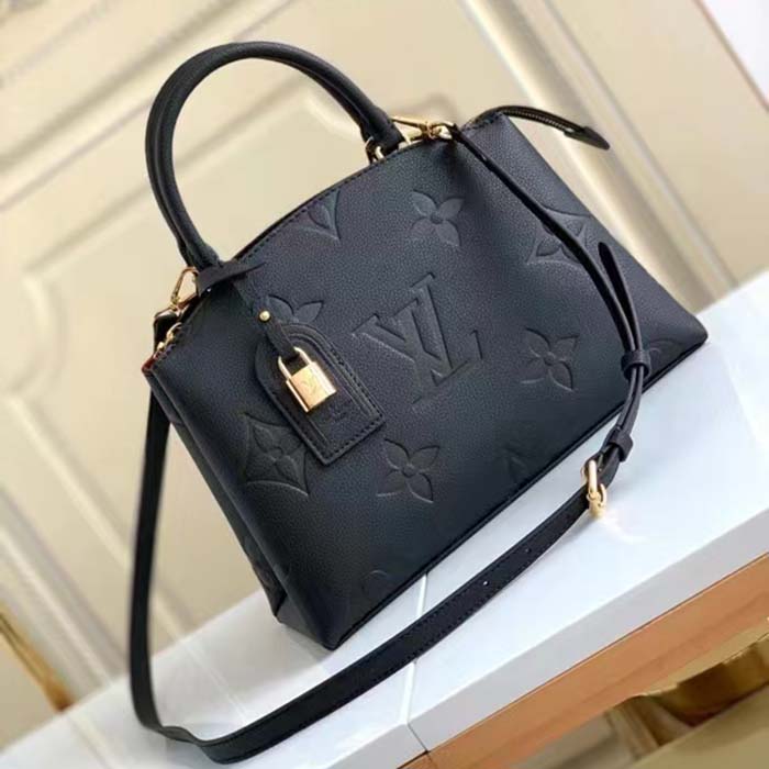 Louis Vuitton LV Women Petit Palais Handbag Noir Embossed Grained Cowhide Leather