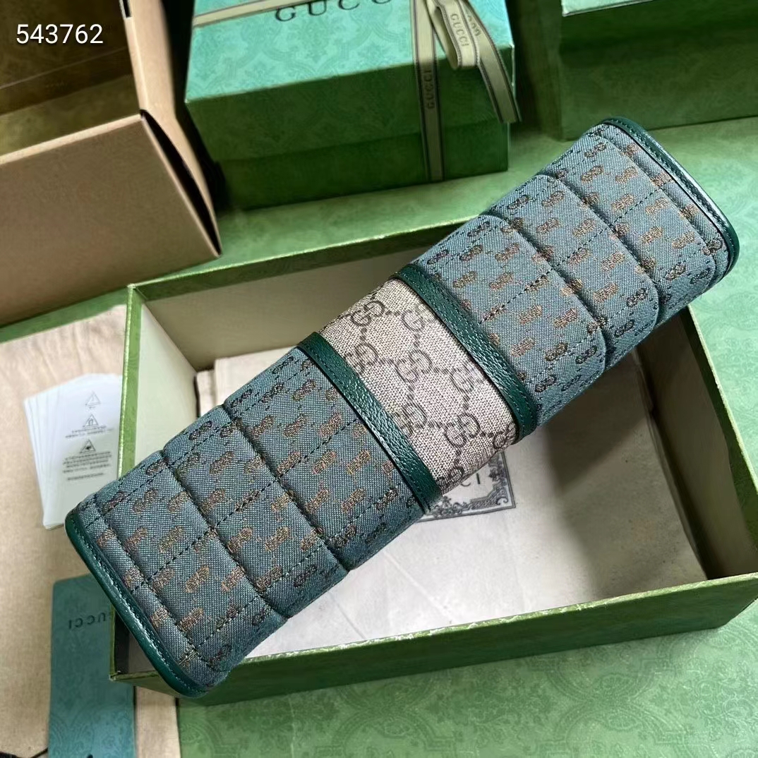 Gucci Unisex Mini GG Canvas Pouch Green Quilted Beige Ebony Supreme