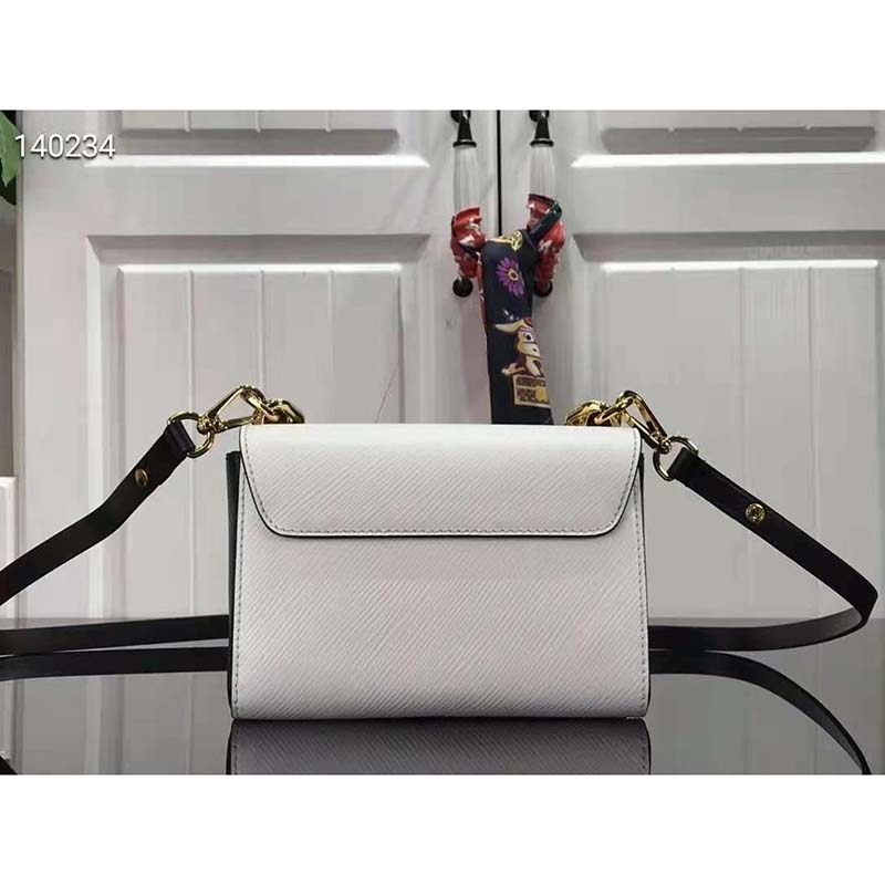 Louis Vuitton LV Women Twist MM Handbag White Epi Smooth Grained Leather