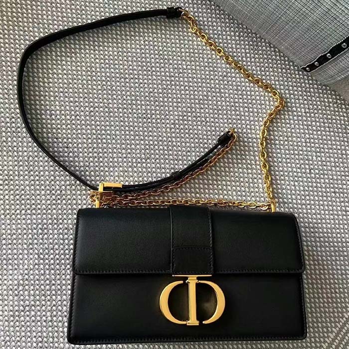 Dior Women CD 30 Montaigne East-West Bag Chain Black Calfskin