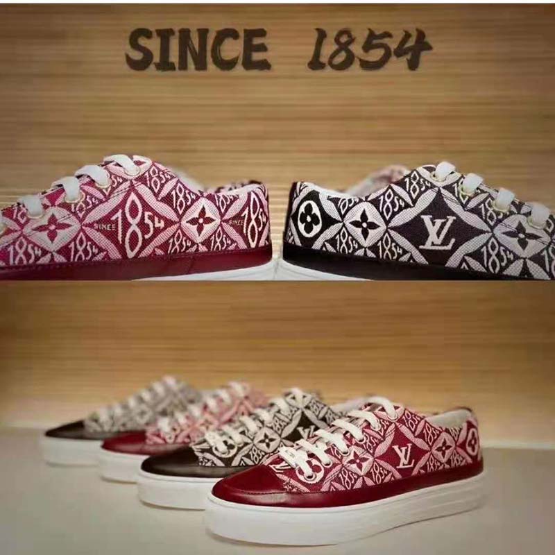 Louis Vuitton Women Since 1854 Stellar Sneaker Jacquard Textile Calf Leather Maroon