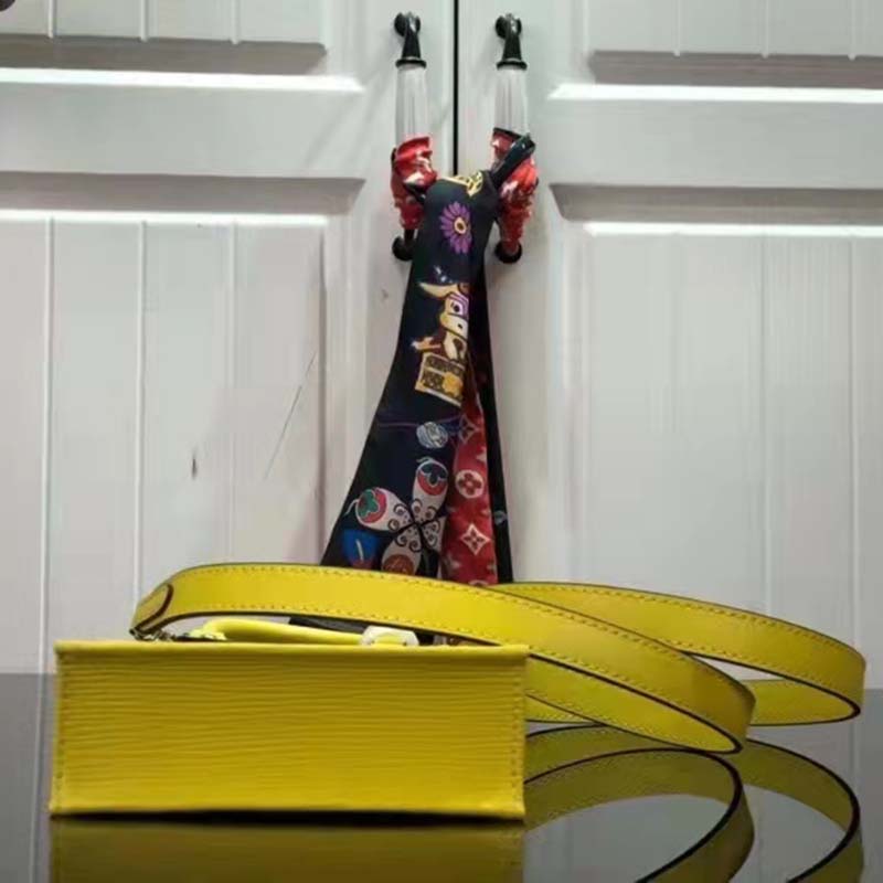 Louis Vuitton Unisex Petit Sac Plat Yellow Epi Embossed Supple Grained Cowhide