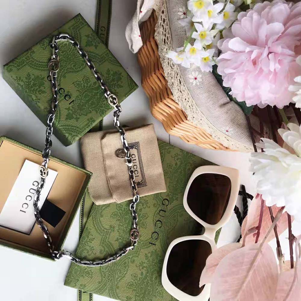 Gucci Women Silver Necklace with Interlocking G