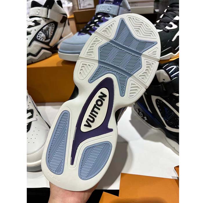 Louis Vuitton LV Unisex Trainer 2.0 Sneaker Boot Blue Suede Calf Leather