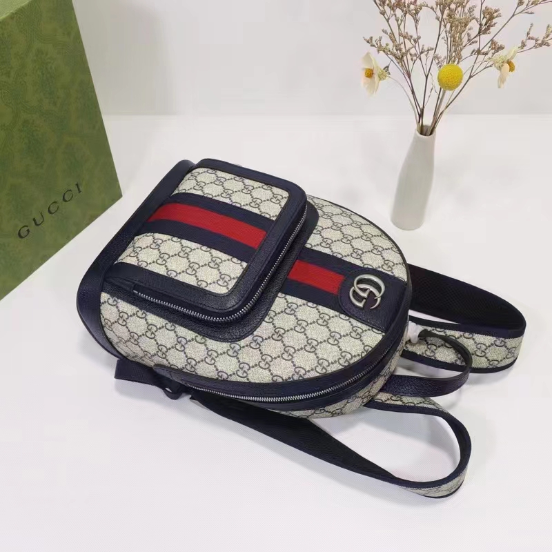 Gucci Unisex Ophidia GG Small Backpack Beige Blue GG Supreme Canvas