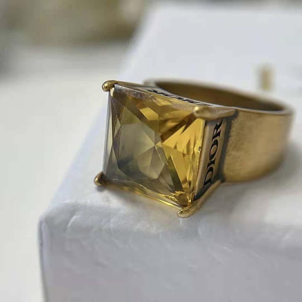 Dior Women Dio(r)evolution Ring Antique Gold-Finish Metal and Citrine