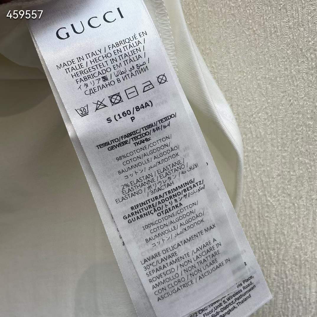 Gucci Men GG Cotton Jersey Printed T-Shirt White Blue Crewneck Short Sleeves