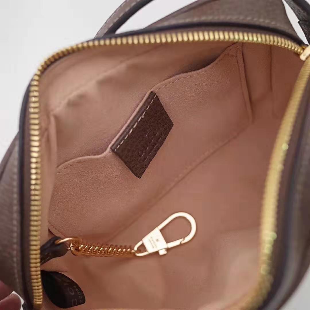 Gucci GG Women Ophidia GG Supreme Mini Bag in Beige/Ebony GG Supreme Canvas