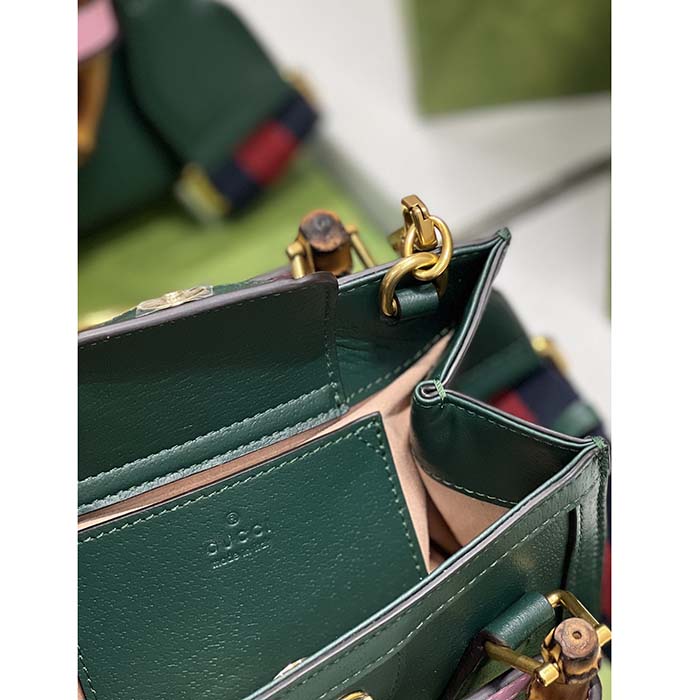Gucci GG Women Diana Mini Tote Bag Green Leather Double G